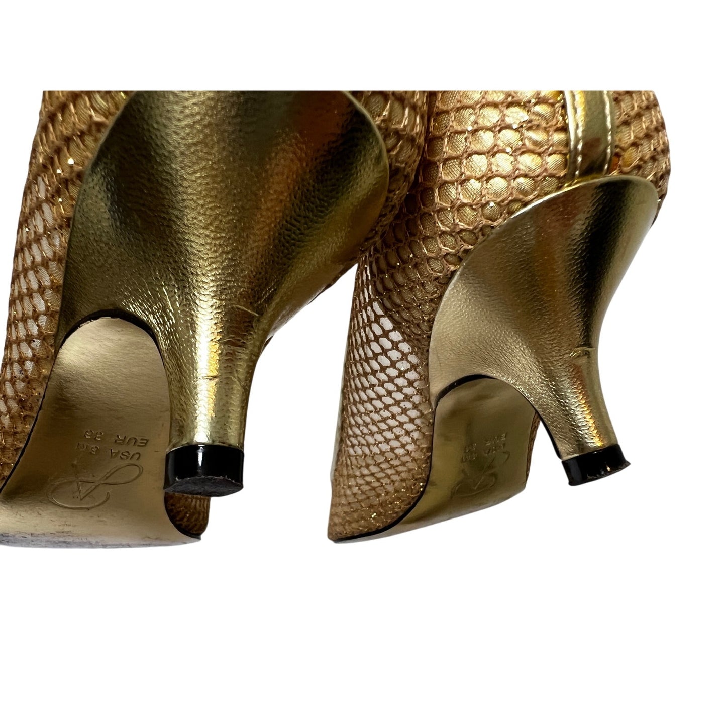 Adrianna Papell Pointed-Toe Gold Mesh Kitten Heel 6M