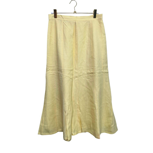 Vintage Linen Lemon Yellow High Waist Midi Skirt/8