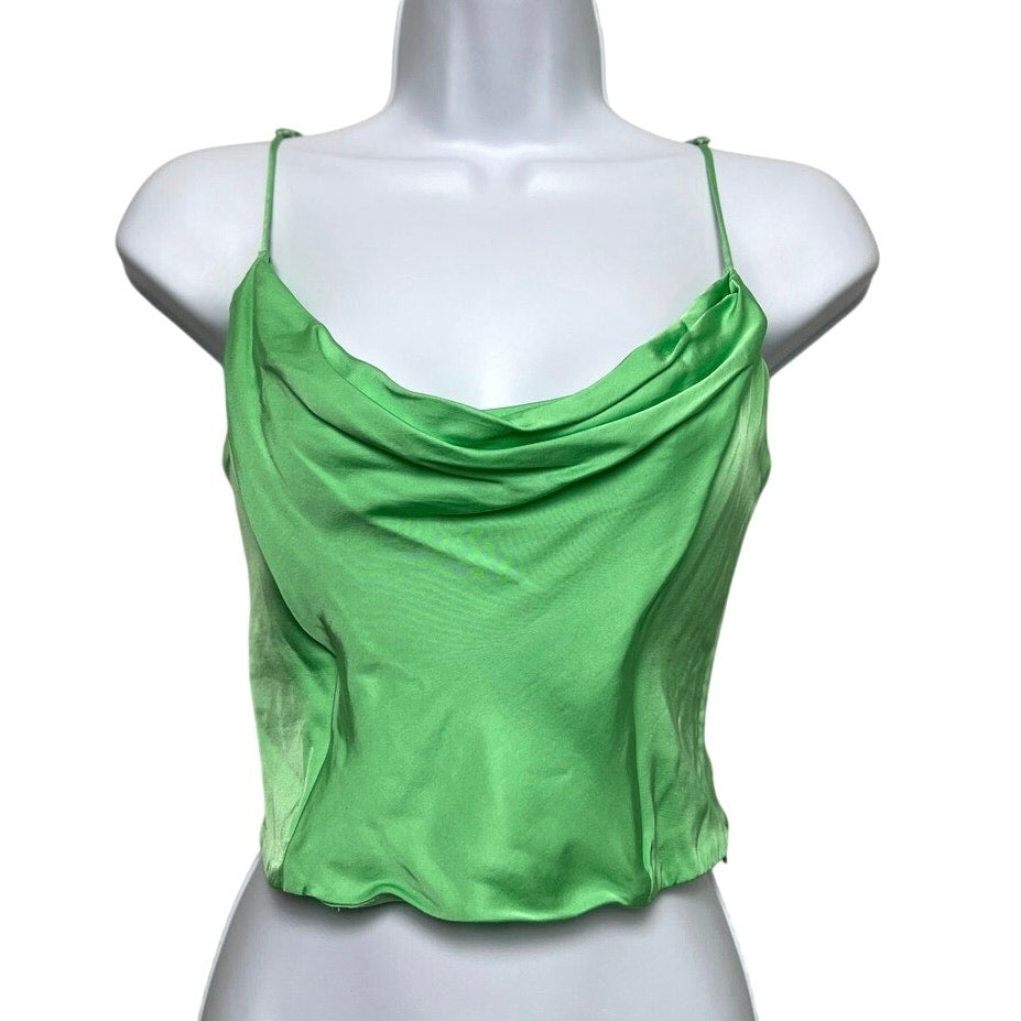 Zara Satin Effect Cowl Neck Crop Top with Corset Boning M