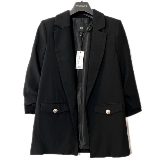River Island Black Blazer w/ Ruched Sleeves Size US 4