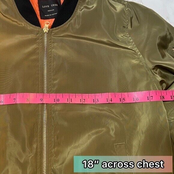 Love Tree Olive Green Bomber Jacket Size Medium