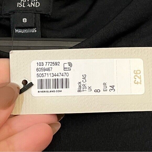 River Island Shoulder Pad Bodysuit Black Size US 4