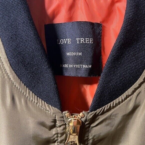Love Tree Olive Green Bomber Jacket Size Medium