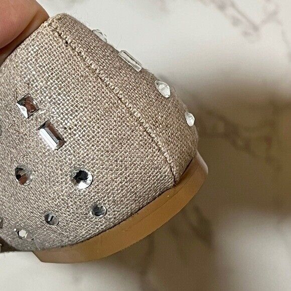 Adrienne Vittadini Taupe & Silver Rhinestone Studded Pointed Toe Flats 7