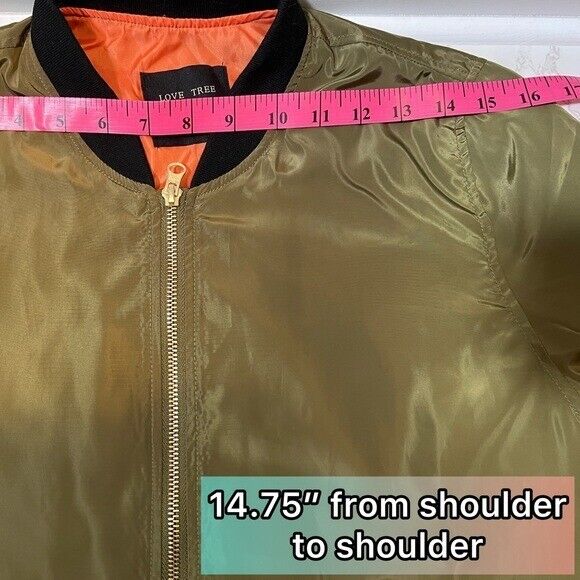 Love Tree Olive Green Bomber Jacket Size Medium