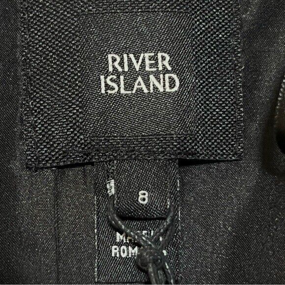 River Island Black Blazer w/ Ruched Sleeves Size US 4