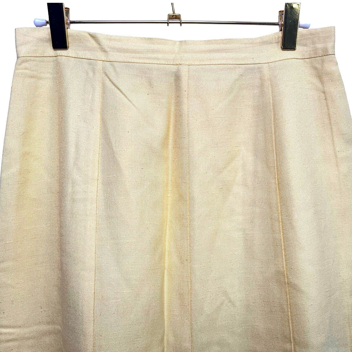 Vintage Linen Lemon Yellow High Waist Midi Skirt/8