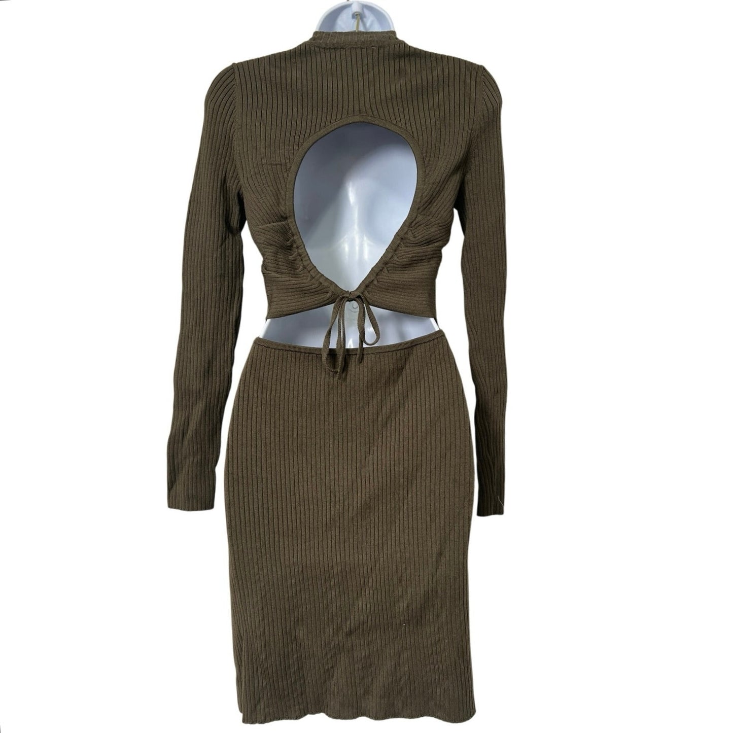 Sandro Mock Neck Long Sleeve Rib Knit Mini Dress (M)