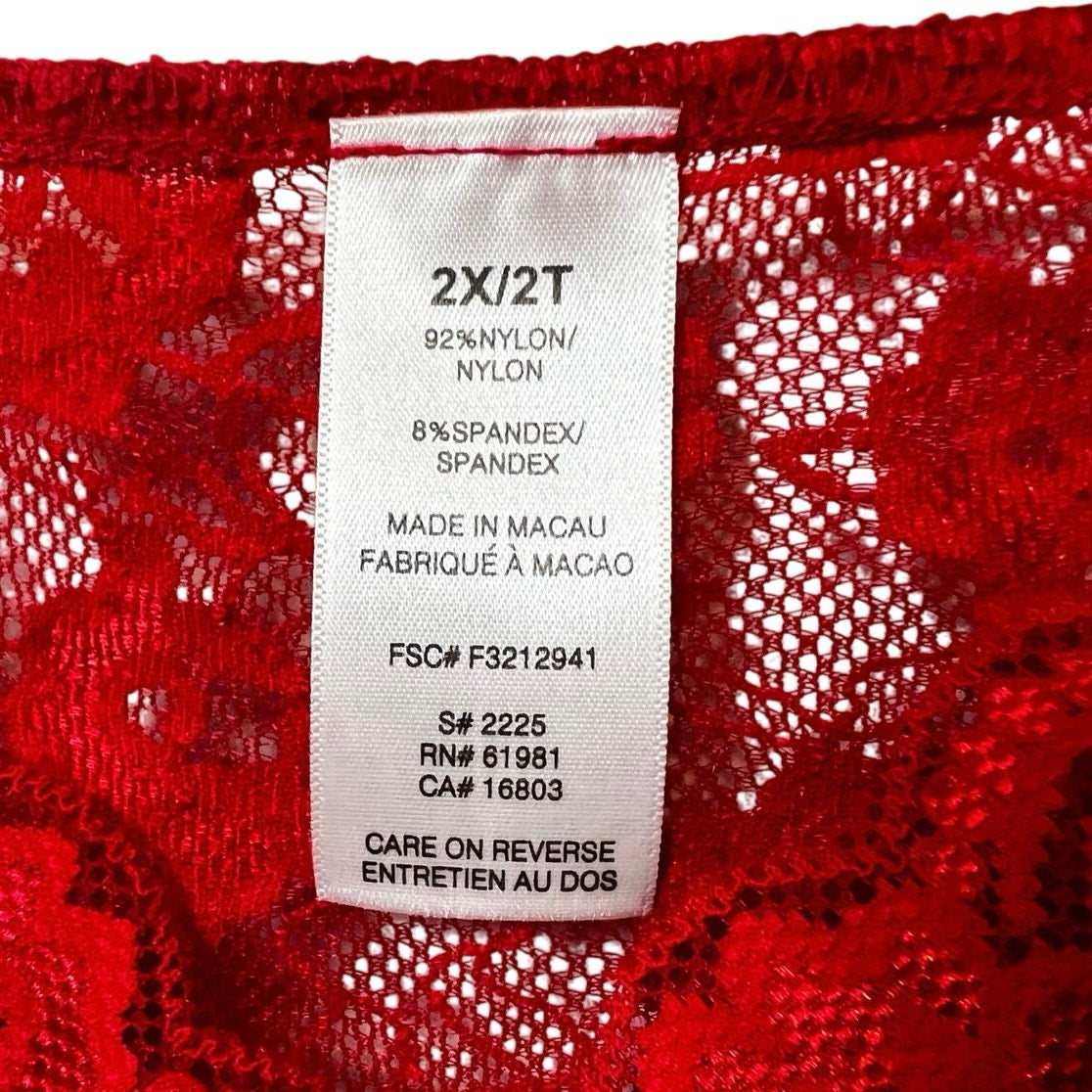 Sheer Red Floral Lace Camisole 2X/2T NWOT