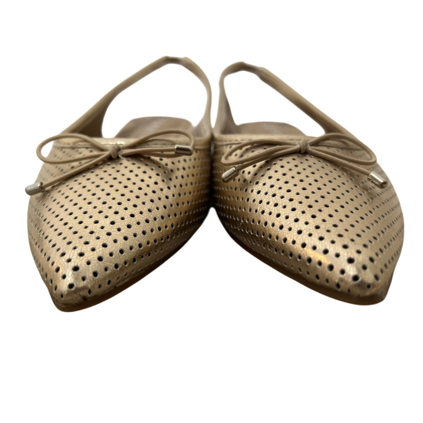 Esprit Gold Perforated Leather Slingback Flats 7.5