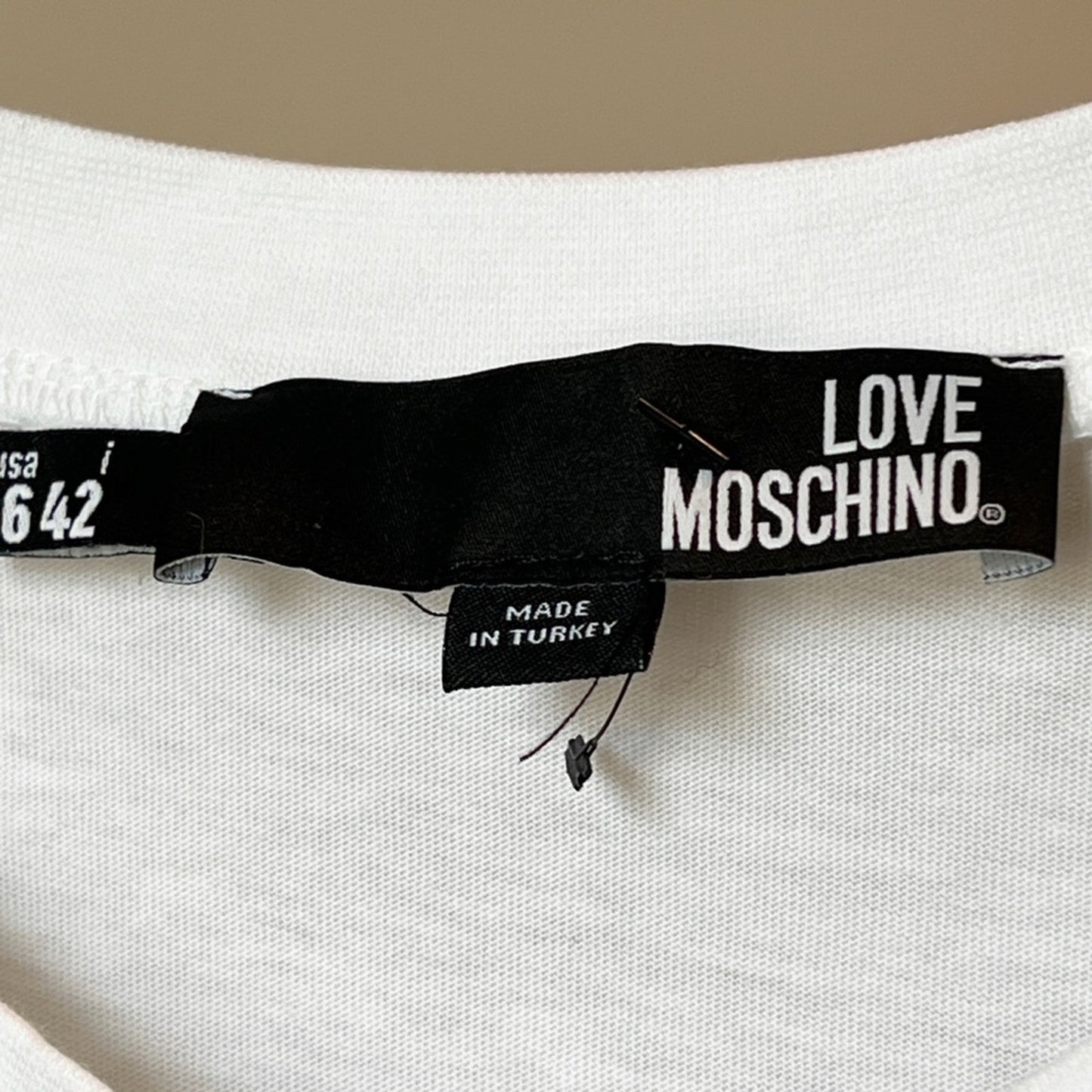 Love Moschino Graphic Print Glitter Appliqué T-Shirt Size US 6