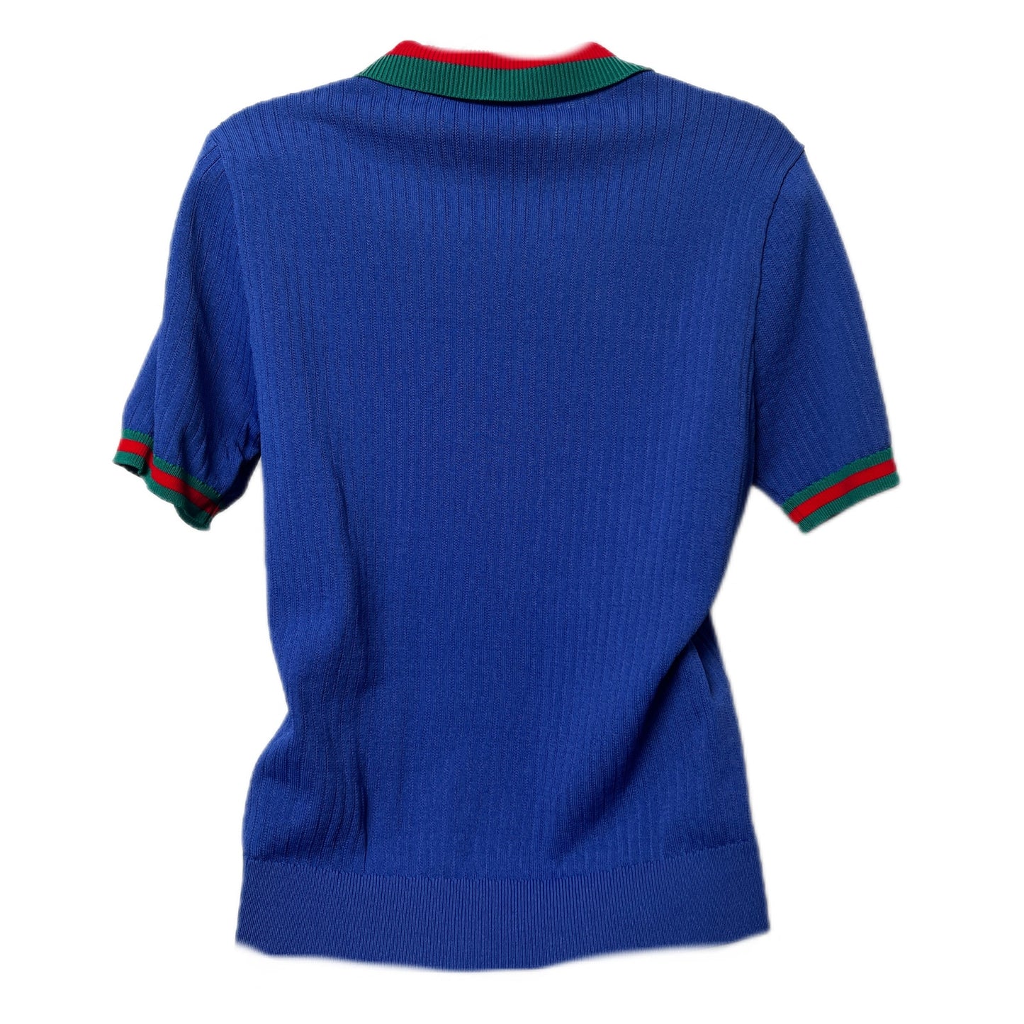 GUCCI x ADIDAS Logo Embroidered Polo Shirt Cobalt Blue L