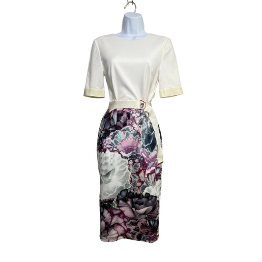 Ted Baker London Illuminated Bloom Belted Sheath Dress/US6