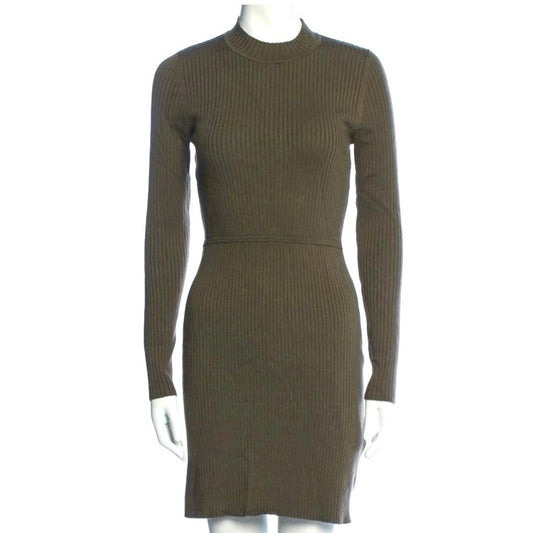 Sandro Mock Neck Long Sleeve Rib Knit Mini Dress (M)