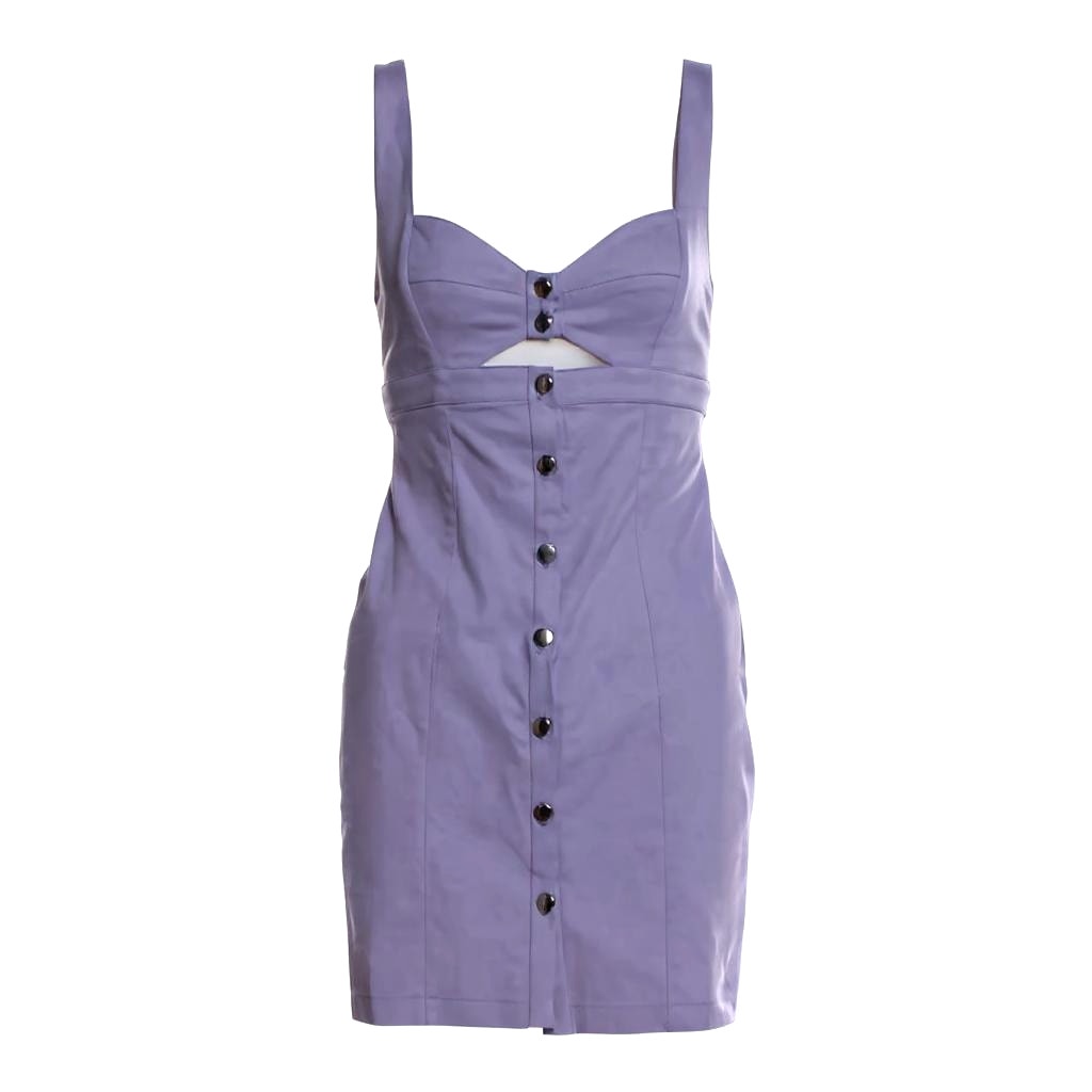 Fleur du Mal Purple Cut-Out Button-Front Mini Dress NWT Size 4