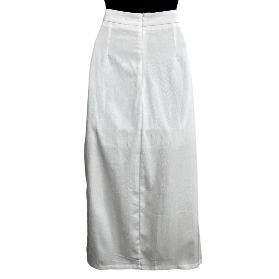 Commense White High Waist Side Slit Maxi Skirt/S