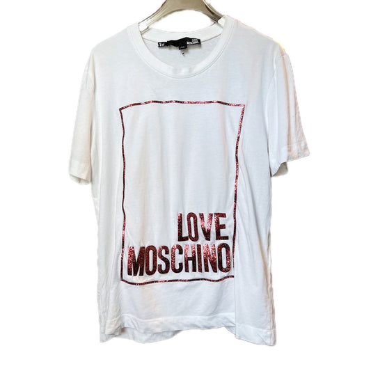 Love Moschino Graphic Print Glitter Appliqué T-Shirt Size US 6