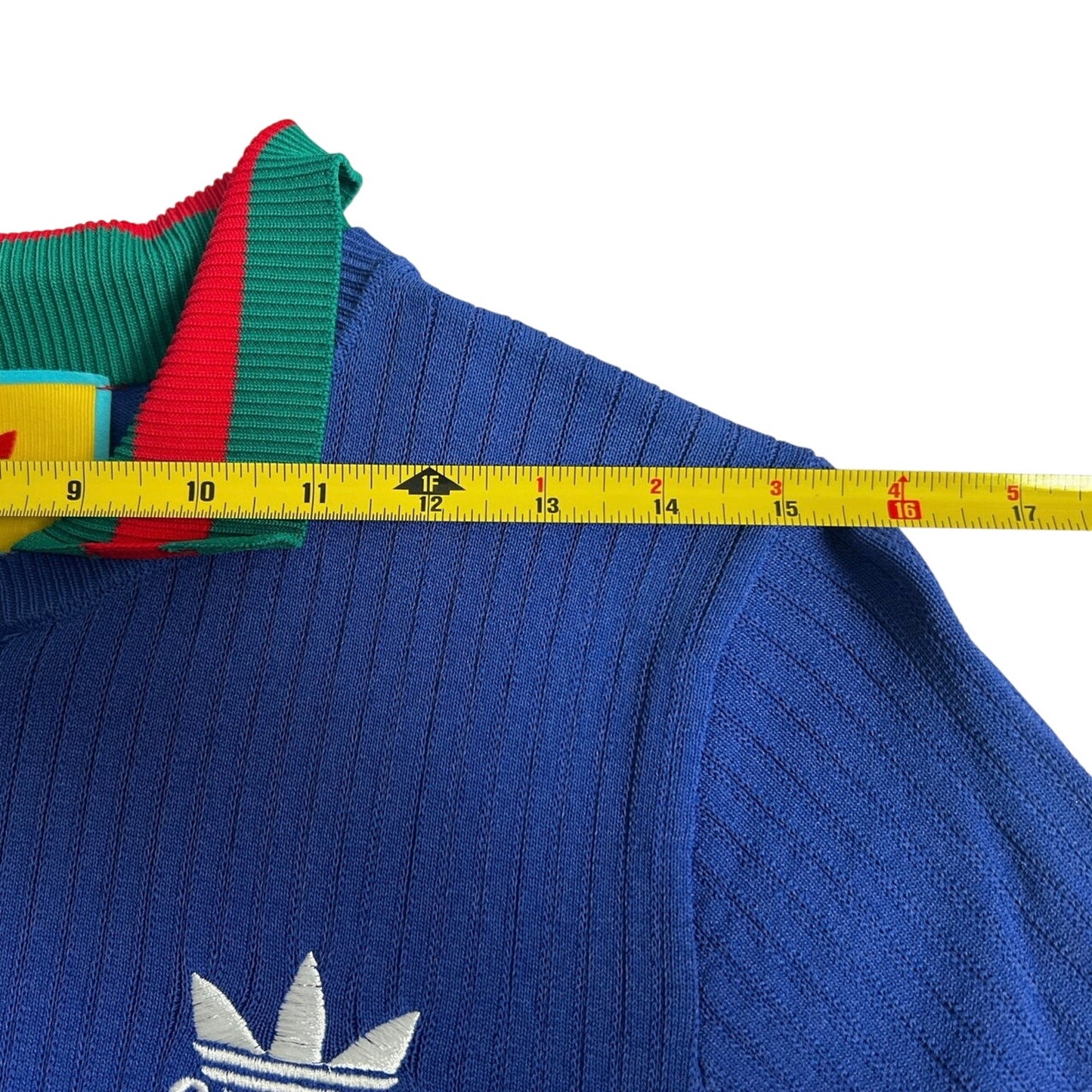 GUCCI x ADIDAS Logo Embroidered Polo Shirt Cobalt Blue L