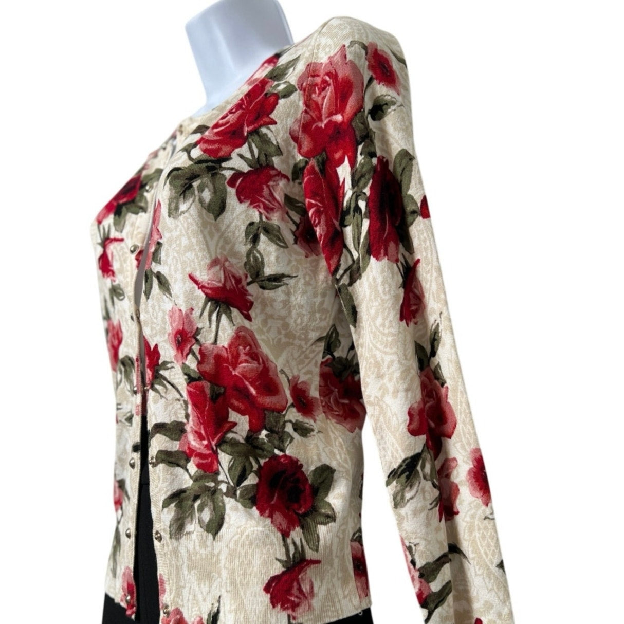 White House Black Market Floral Snap Front Cardigan Small