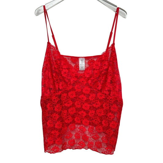 Sheer Red Floral Lace Camisole 2X/2T NWOT