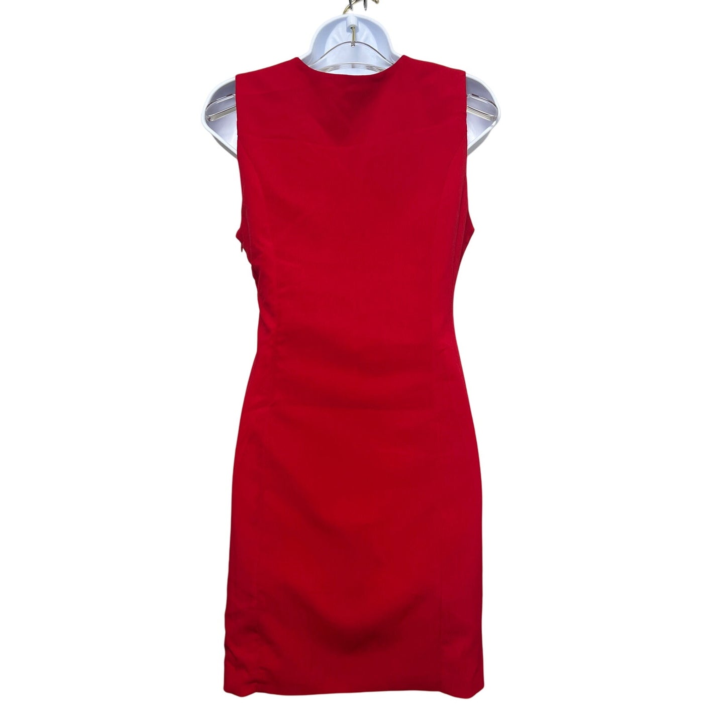 Commense Red V-Neck Sleeveless Mini Sheath Dress Small