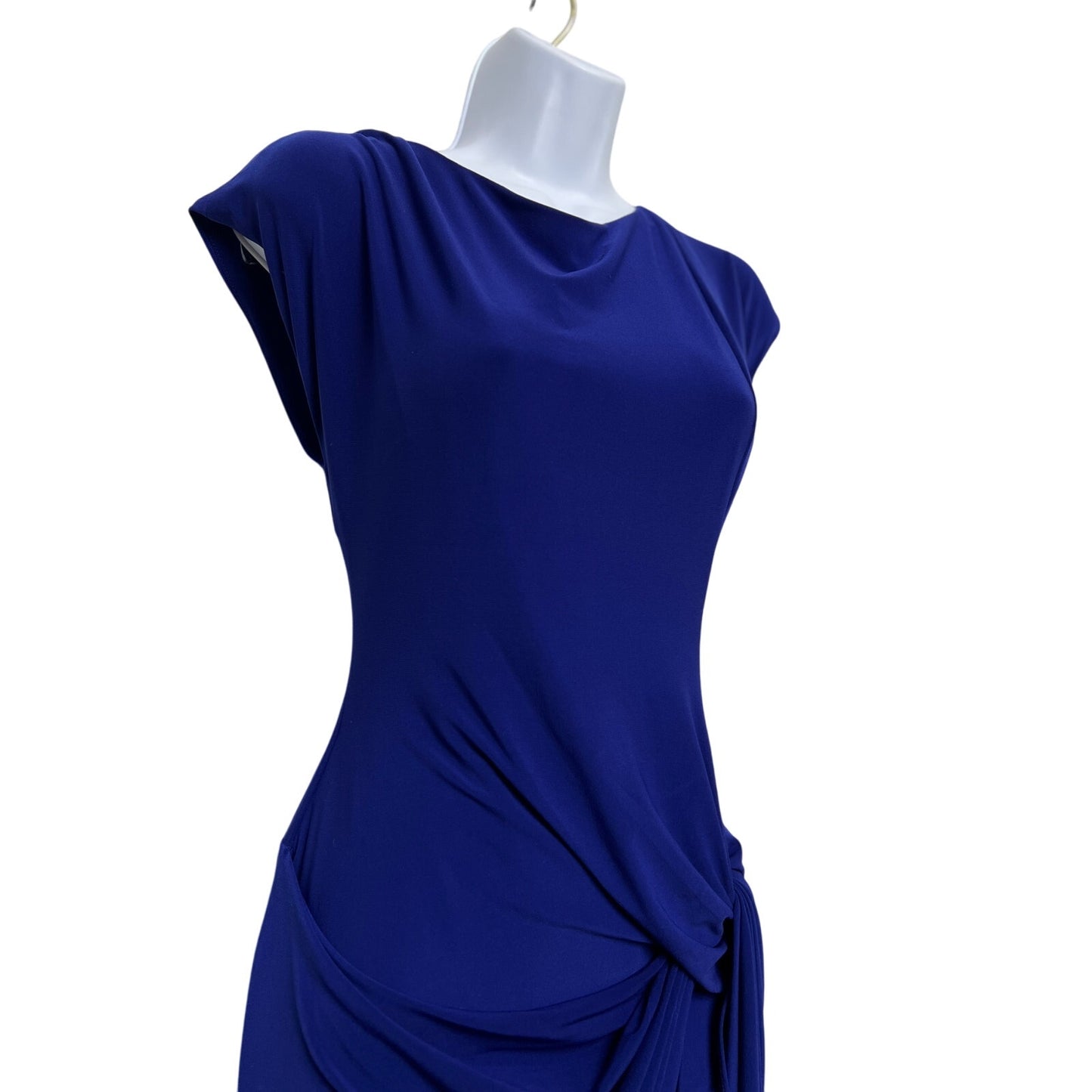 Lauren Ralph Lauren Blue Cap Sleeve Draped Twist-Front Dress