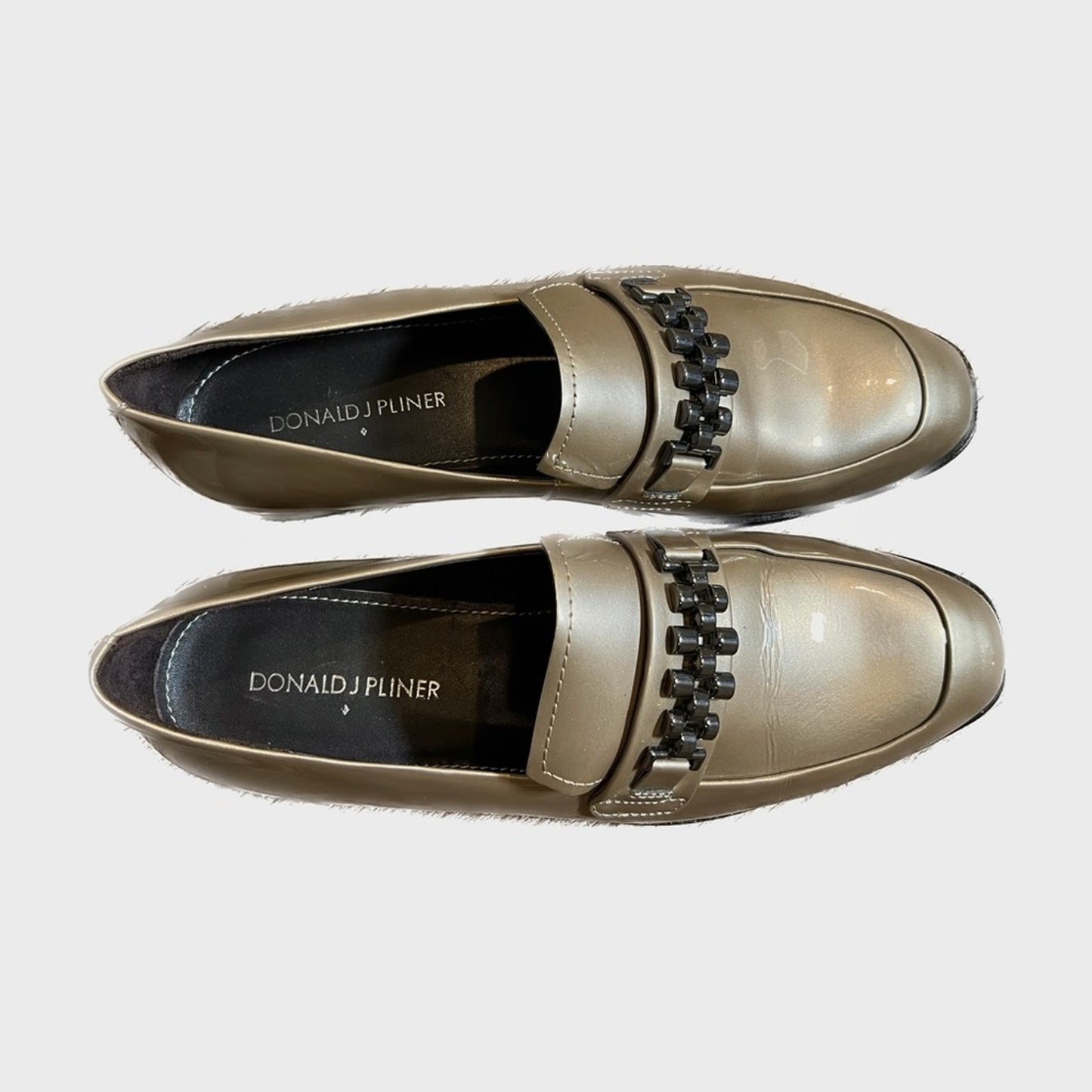 Donald J. Pliner Champagne Patent Leather Loafers Size 7