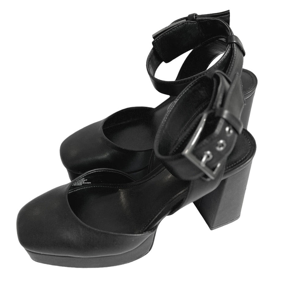 DKNY Barra Ankle-Strap Square Toe Platform Block Heels/7M