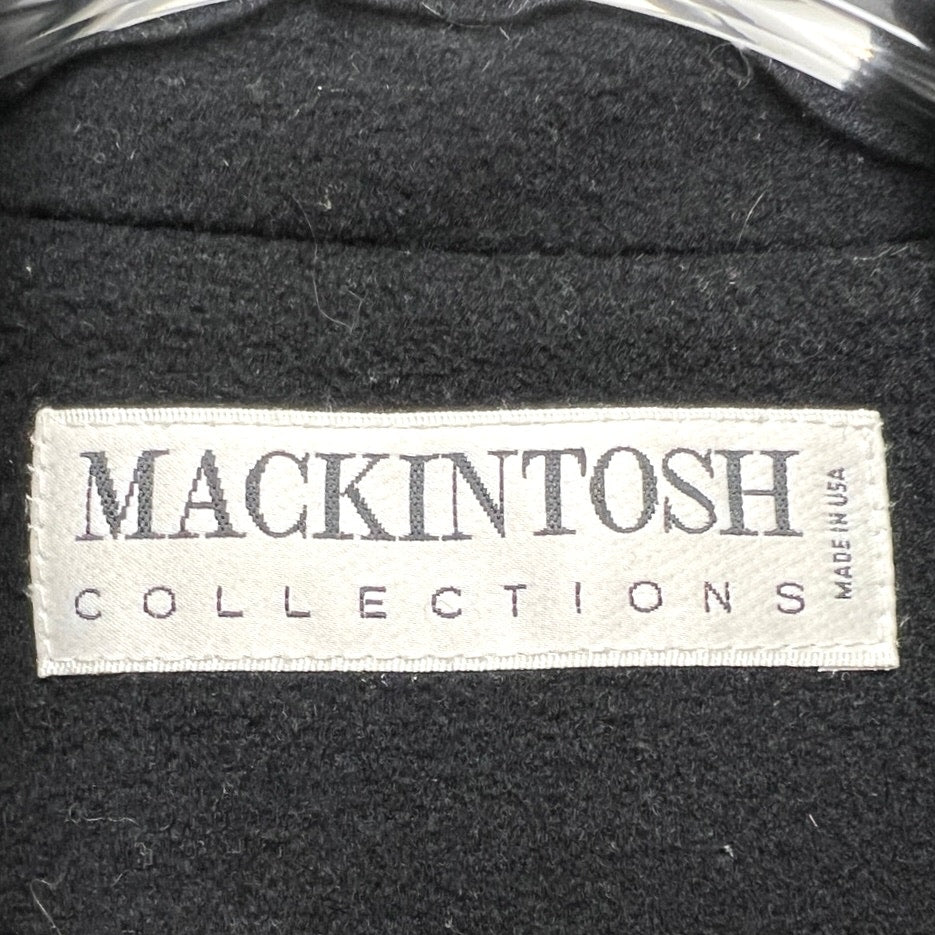 Vintage 90s Mackintosh Collections Velvet Trim Overcoat Black