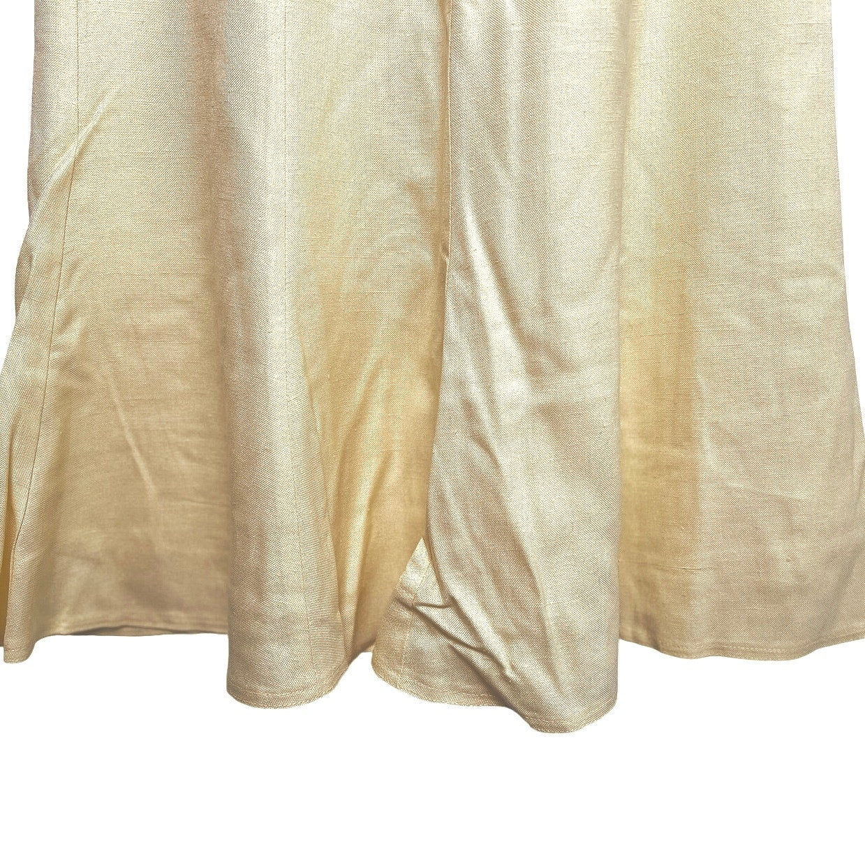 Vintage Linen Lemon Yellow High Waist Midi Skirt/8