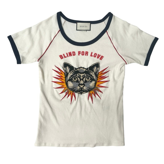 GUCCI Blind For Love Cat Embroidered T-Shirt XL