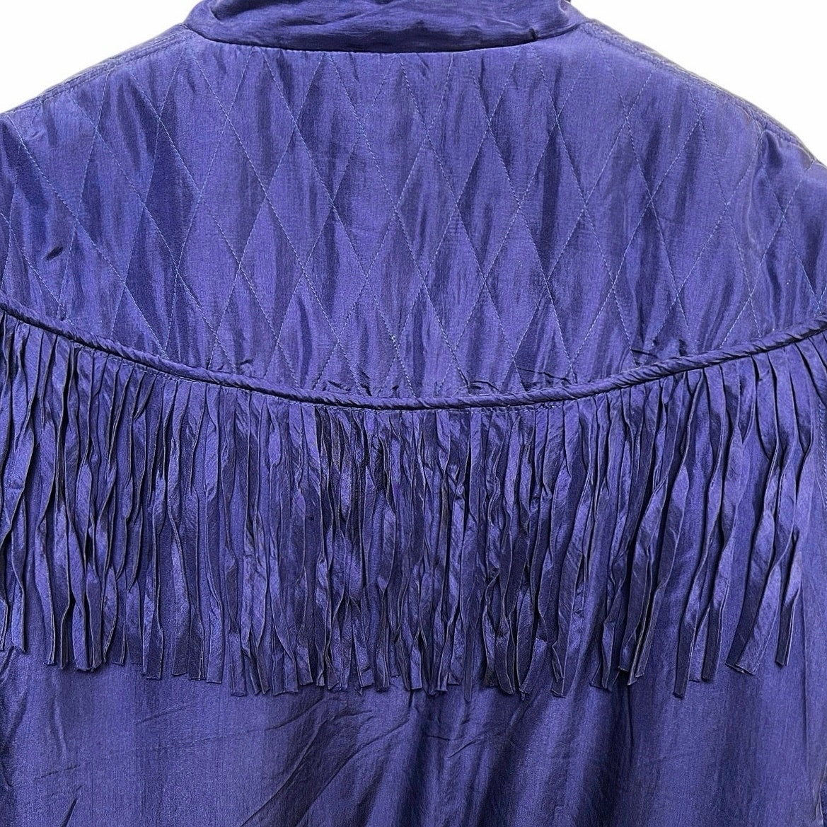 Vintage 80s 100% Silk Robert Stock Fringe Windbreaker Jacket