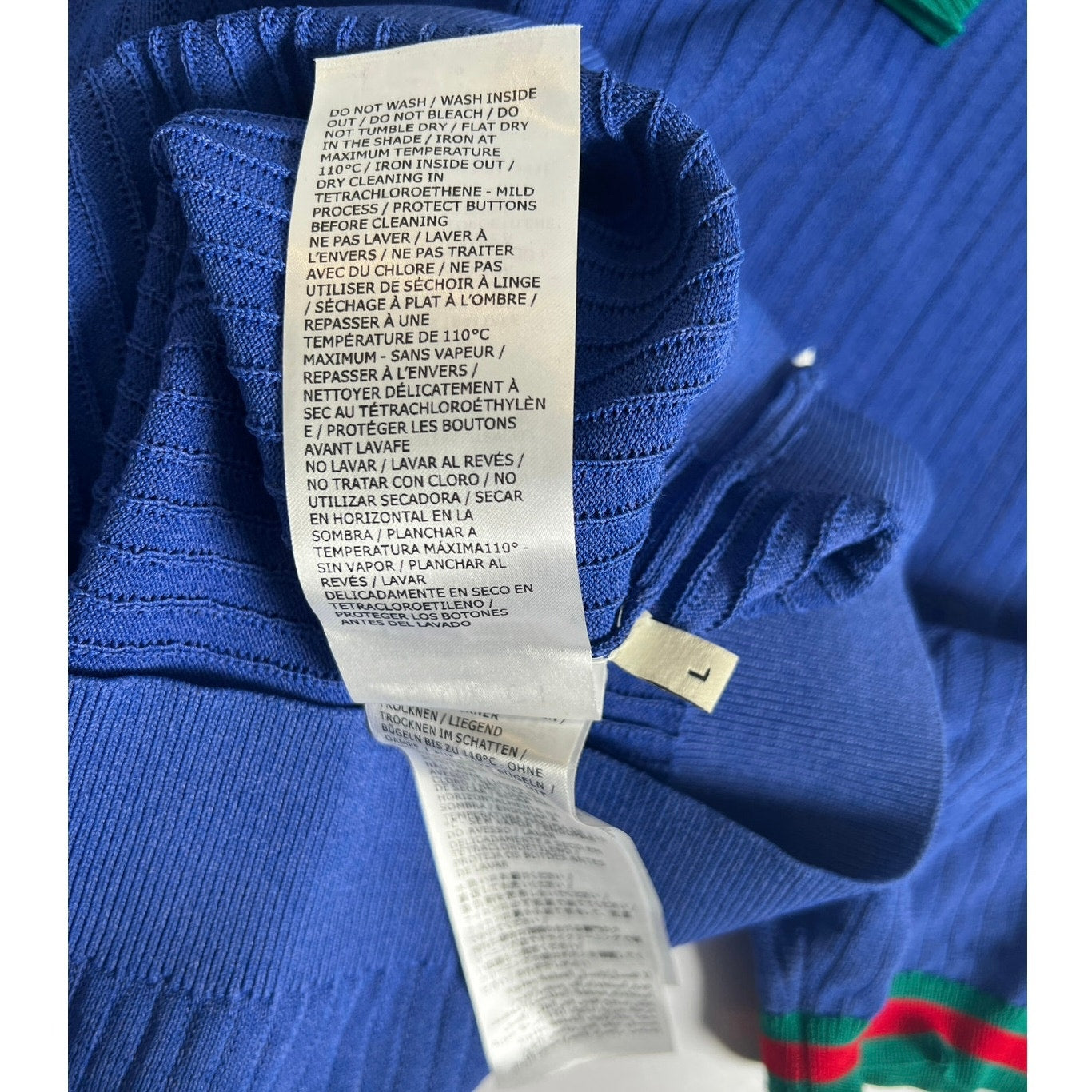 GUCCI x ADIDAS Logo Embroidered Polo Shirt Cobalt Blue L