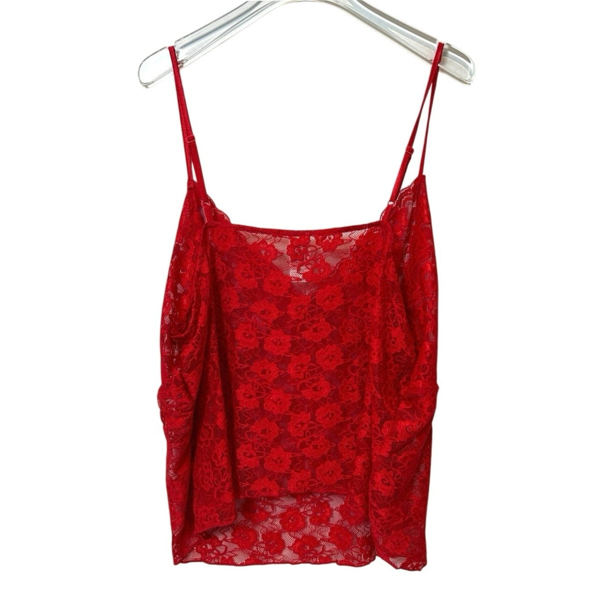 Sheer Red Floral Lace Camisole 2X/2T NWOT