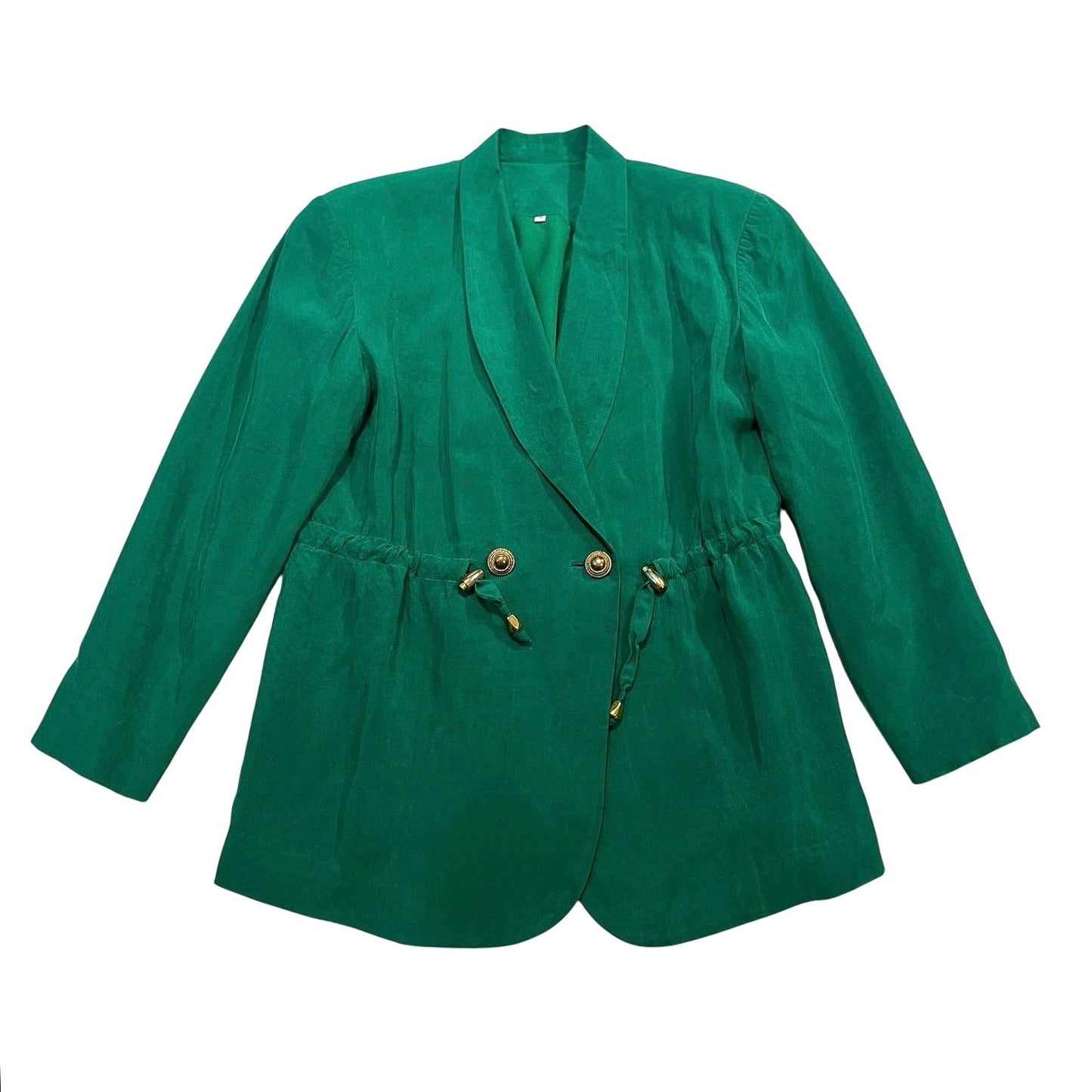 Vintage 80s Emerald Cinch-Waist Blazer Unbranded-M