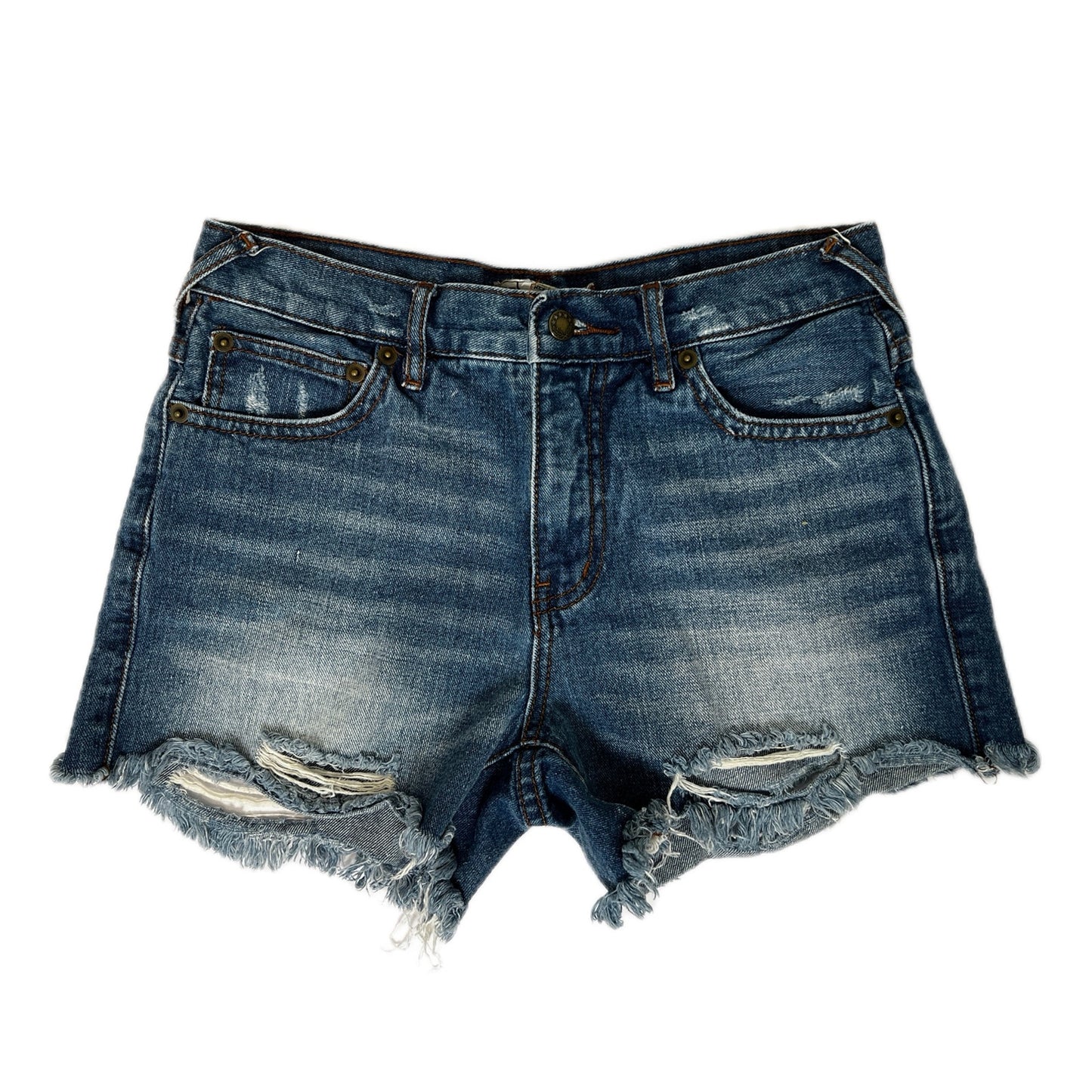 Free People Mid Rise Distressed Denim Shorts/25