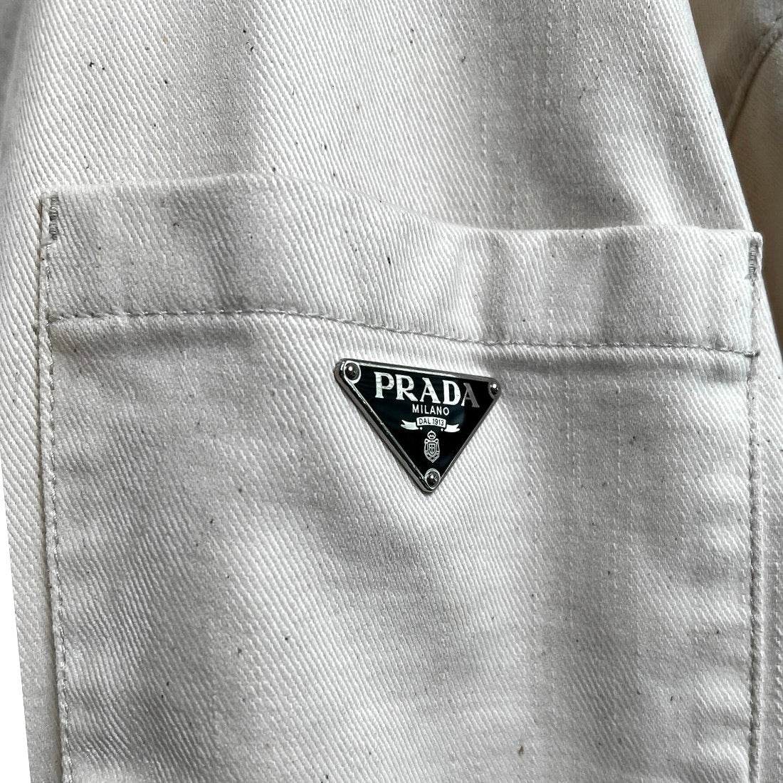 PRADA Oversized Logo-Plaque Organic Cotton Denim Shirt/Men M