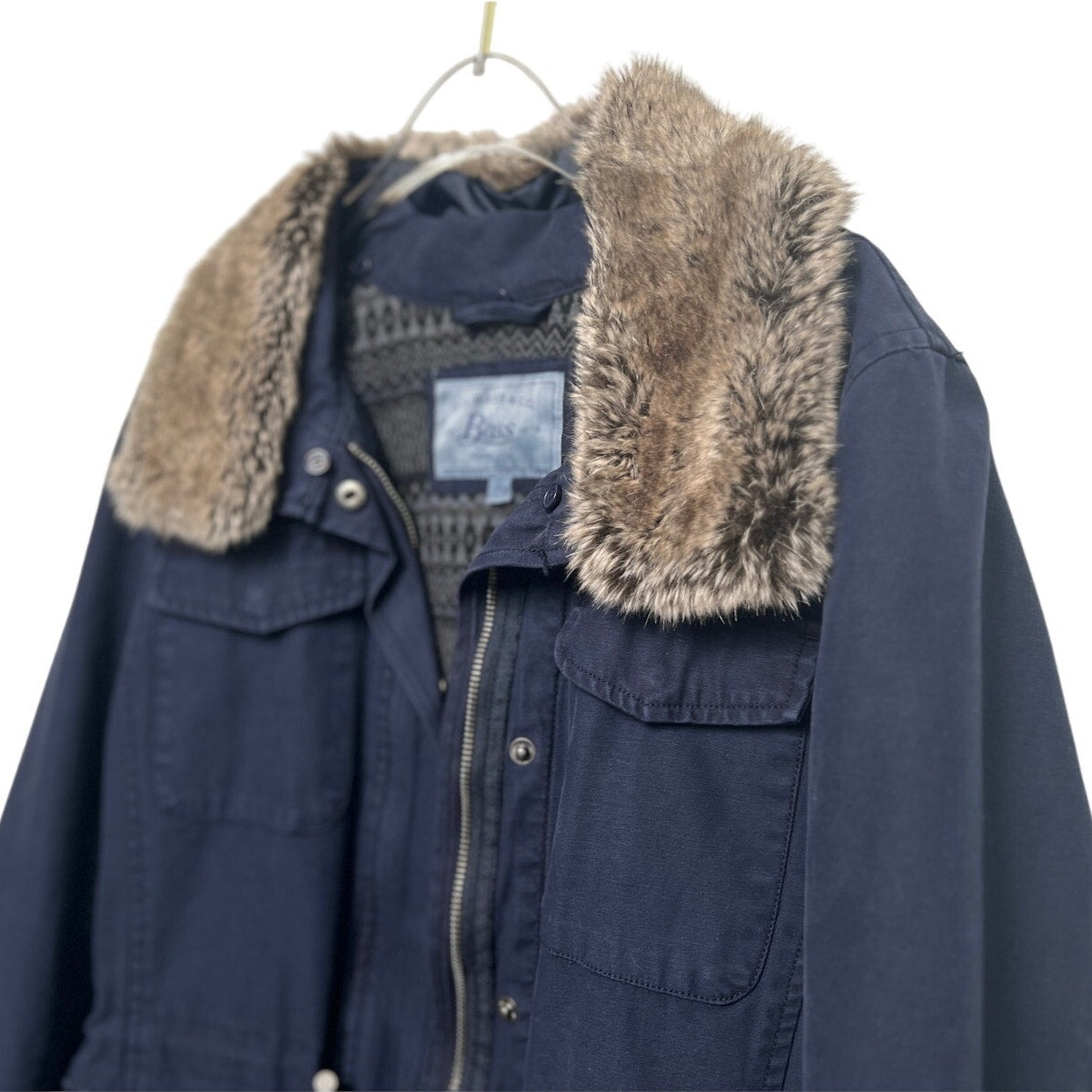 G.H. BASS & Co. Fur Collar Barn Jacket Navy Small