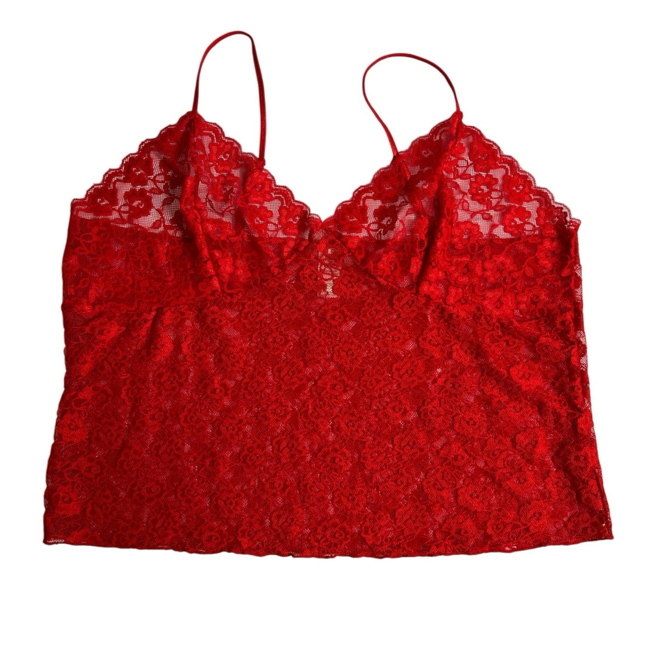 Sheer Red Floral Lace Camisole 2X/2T NWOT