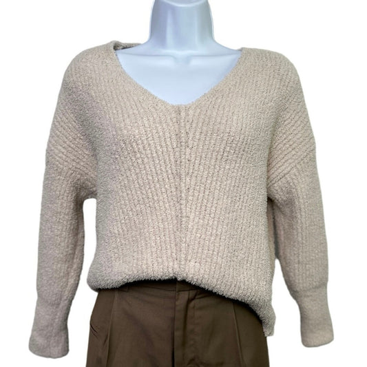 Sincerely Jules V-Neck Shag Knit Cream Sweater Jumper/S