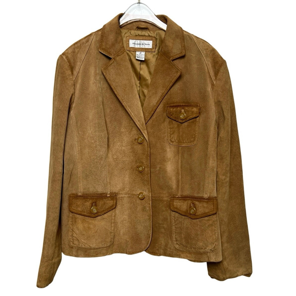 Vintage 90s Preston & York Camel Suede Jacket XL