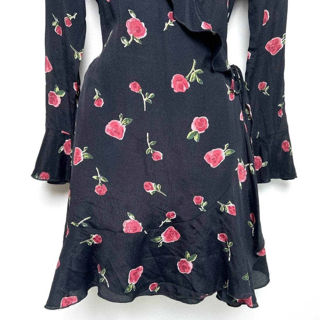 Roe + May Floral Long Sleeve Mini Wrap Dress/S