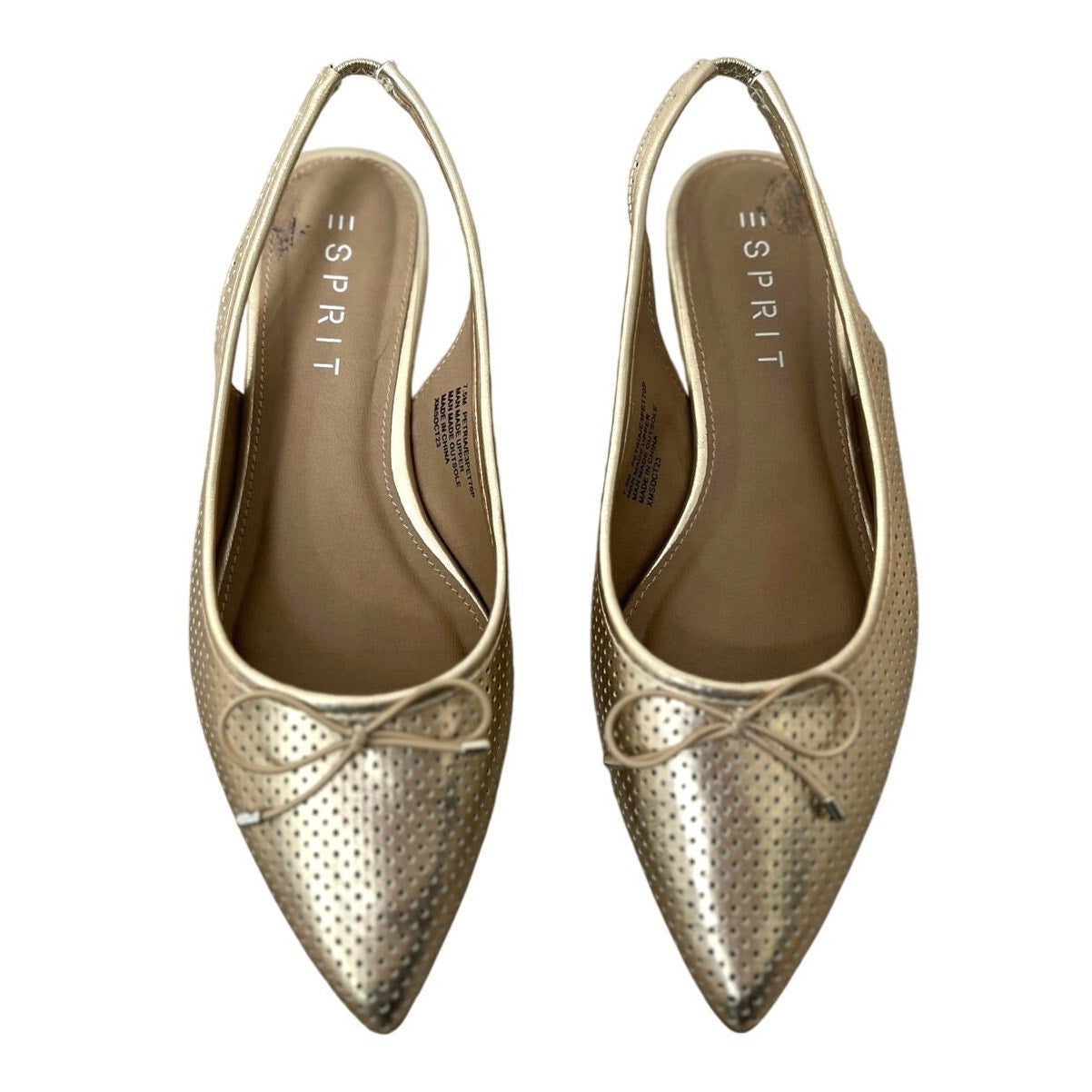 Esprit Gold Perforated Leather Slingback Flats 7.5