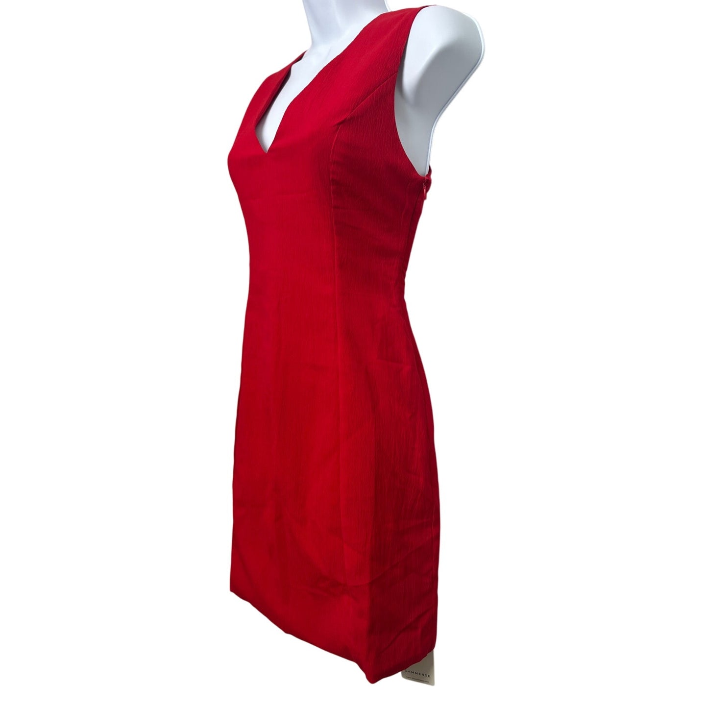 Commense Red V-Neck Sleeveless Mini Sheath Dress Small