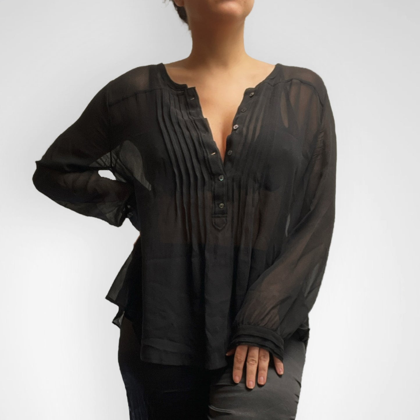 Calypso St Barth 100% Silk Sheer Blouse/L