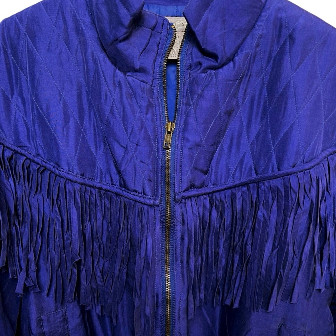 Vintage 80s 100% Silk Robert Stock Fringe Windbreaker Jacket