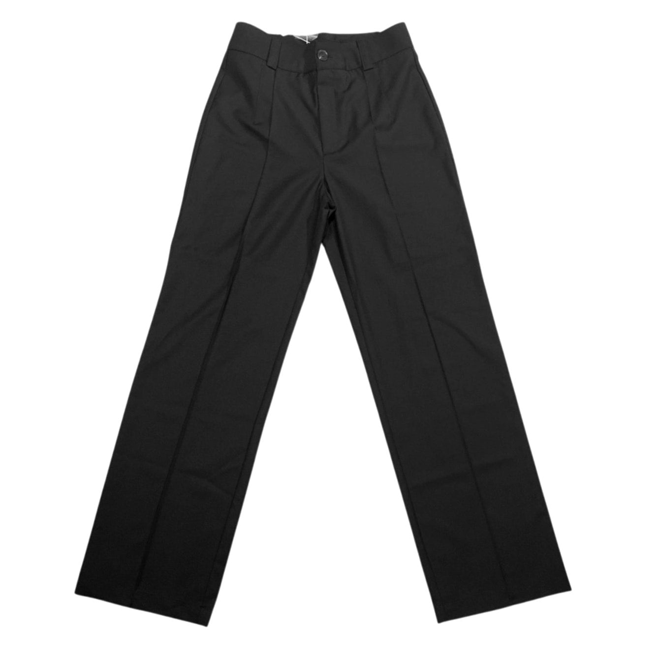 Commense Black High-Rise Wide Leg Pintuck Trousers XS