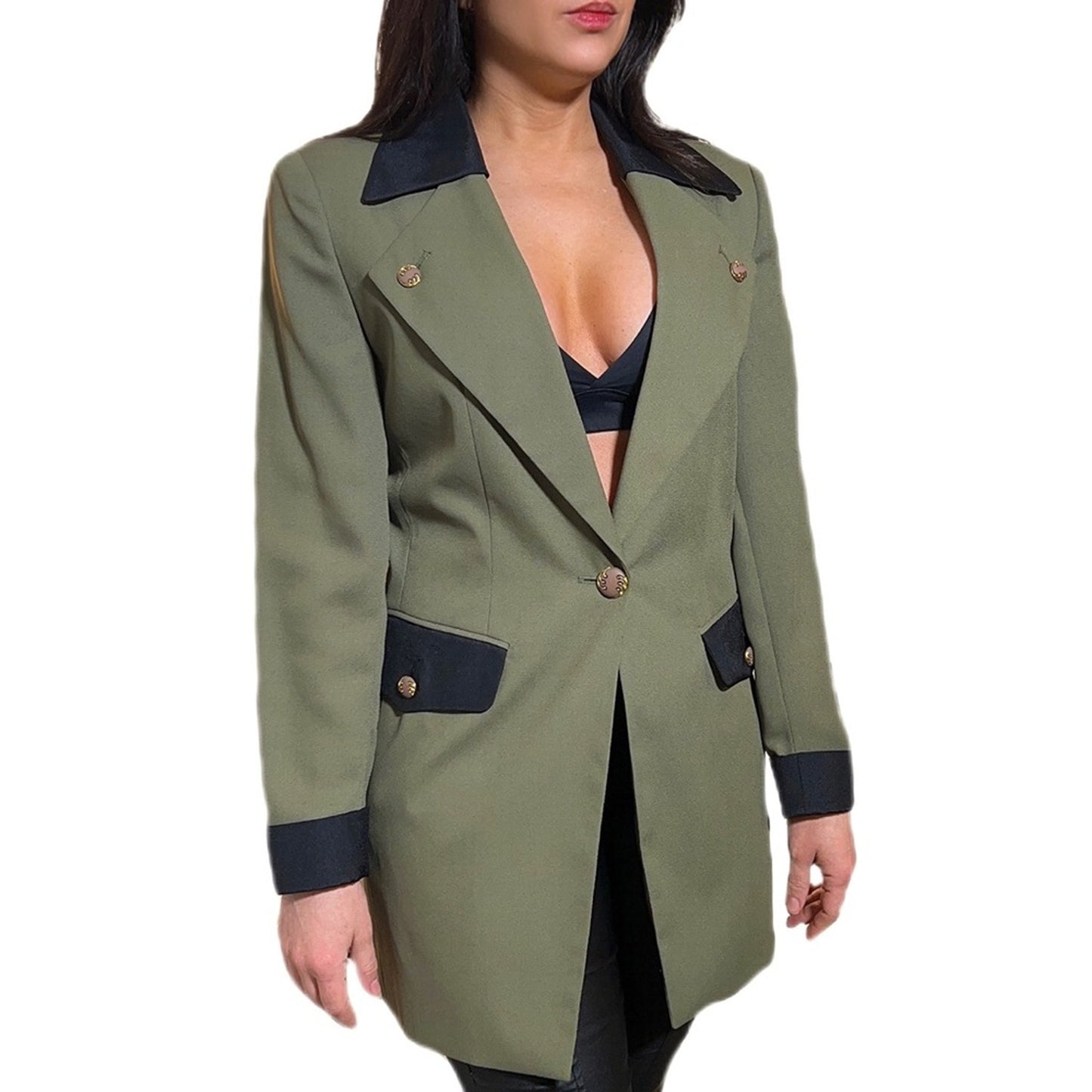 Vintage Jones New York Longline Two-Tone Olive Green Blazer/10