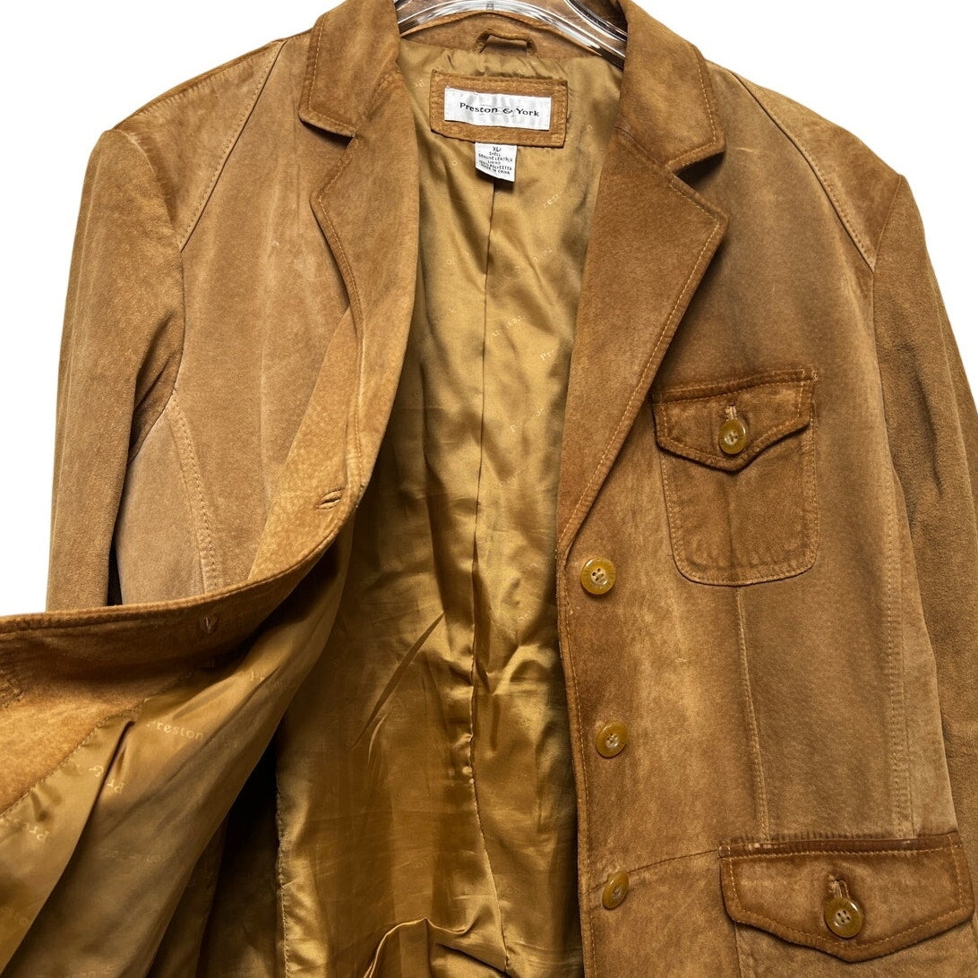 Vintage 90s Preston & York Camel Suede Jacket XL