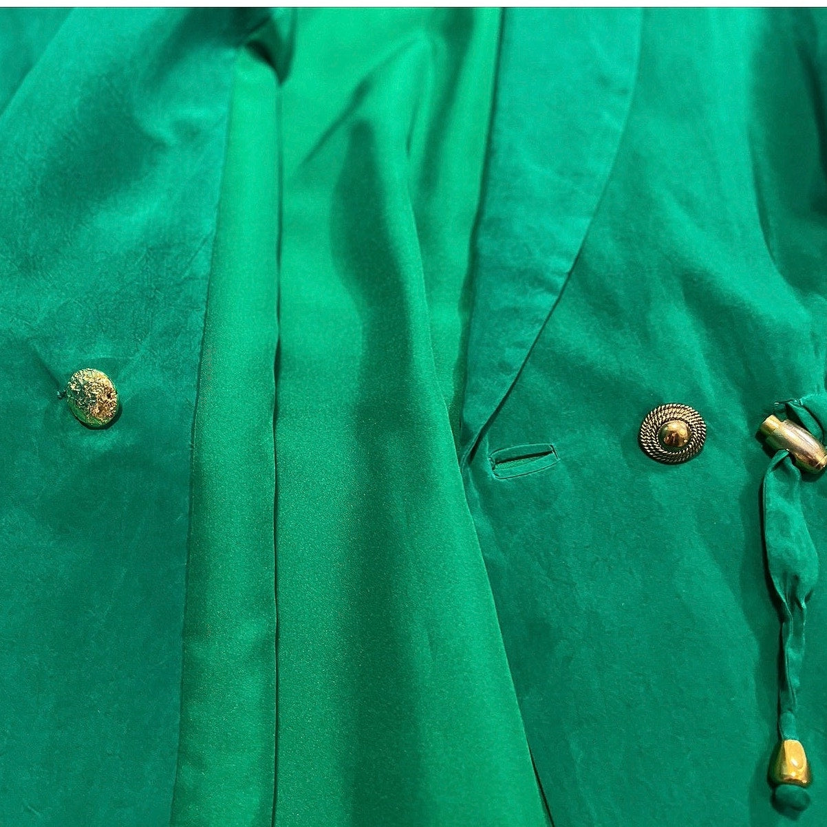 Vintage 80s Emerald Cinch-Waist Blazer Unbranded-M